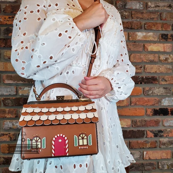 NWT AUTHENTIC Kate Spade Holiday Gingerbread House Novelty Crossbody Handbag - Picture 10 of 10